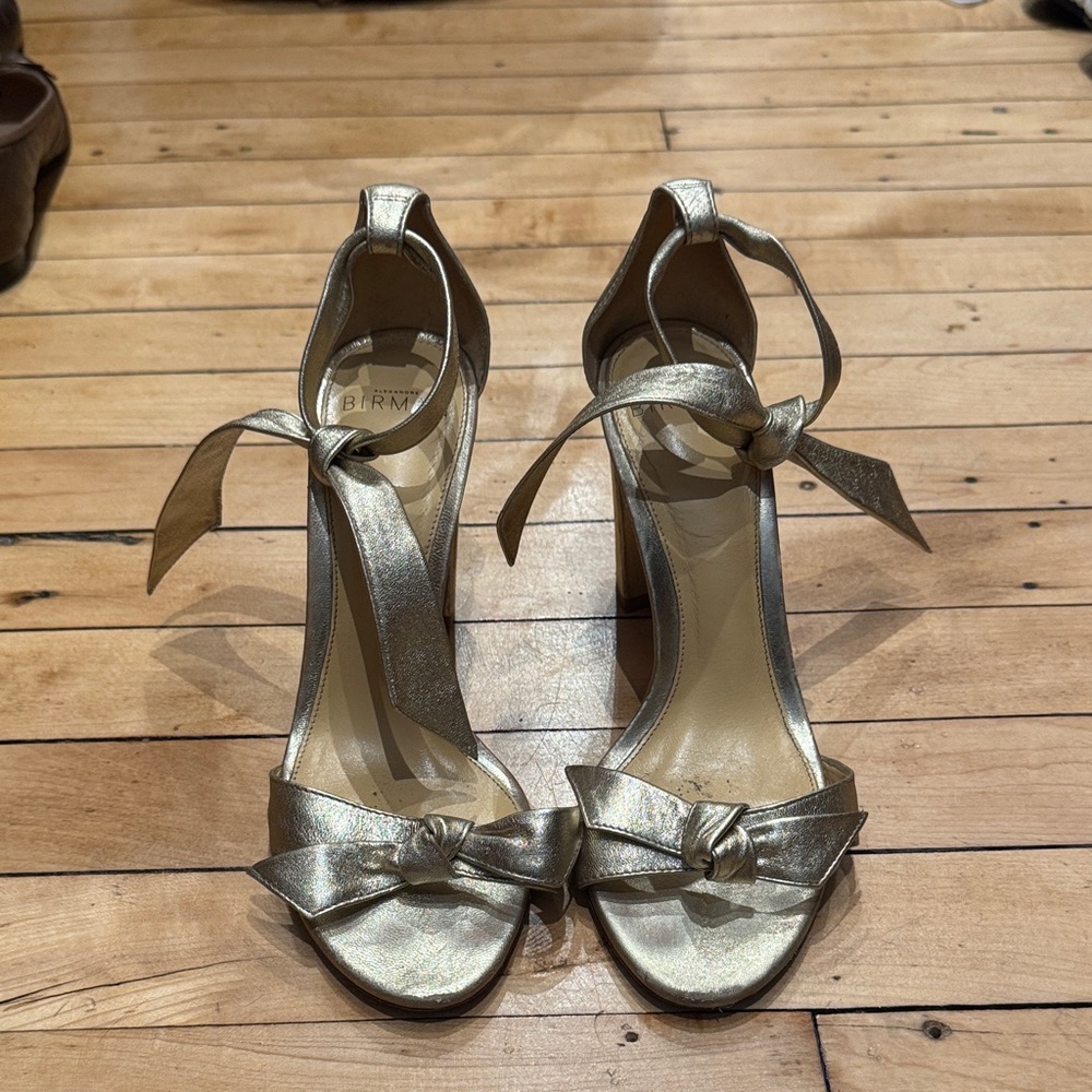 Alexandre Birman CLARITA BLOCK 90 METALLIC GOLDEN